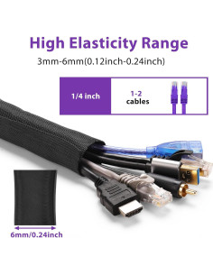 Manga de Gestión de Cables YCLYC 2.5m - 0.6cm Flexible Negra 2