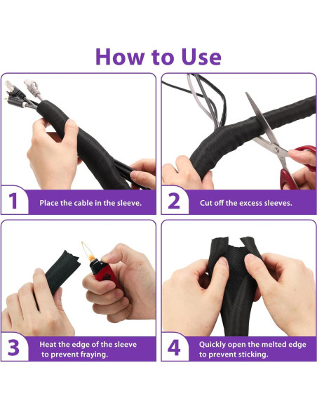 Manga de Gestión de Cables YCLYC 2.5m - 0.6cm Flexible Negra