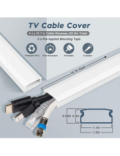 Ocultador de Cables YCLYC 159.5cm PVC Blanco Pintable 2