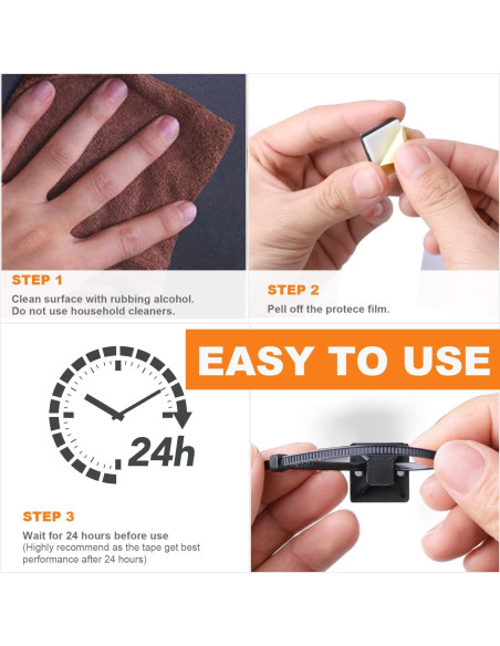 30 Montajes Adhesivos para Bridas Rythcraft 2" Nylon Blanco