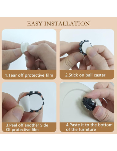 Ruedas Mini Autoadhesivas ZEMINIOR 2.5cm 360 para Muebles