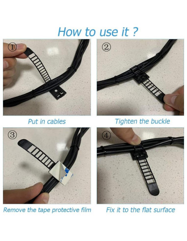 150 Piezas Soportes Adhesivos para Gestión de Cables Makarios