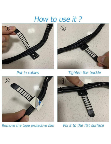 150 Piezas Soportes Adhesivos para Gestión de Cables Makarios