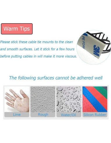 150 Piezas Soportes Adhesivos para Gestión de Cables Makarios