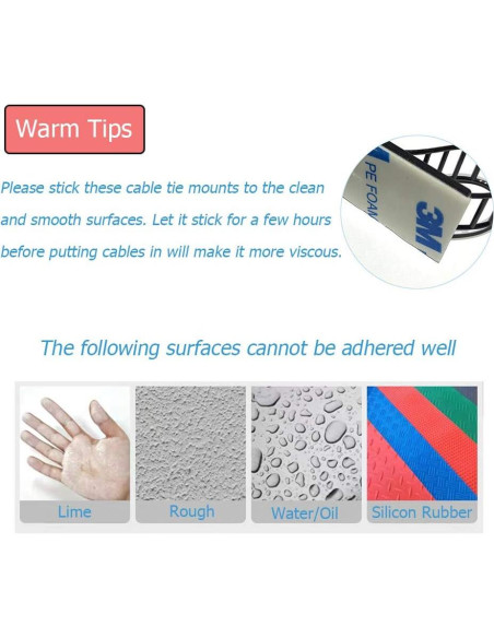 150 Piezas Soportes Adhesivos para Gestión de Cables Makarios