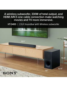 Barra de Sonido Sony HT-S400 2.1ch con Subwoofer Inalámbrico 2