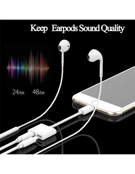 Adaptador Dual Lightning 2Pack para iPhone Audio y Carga