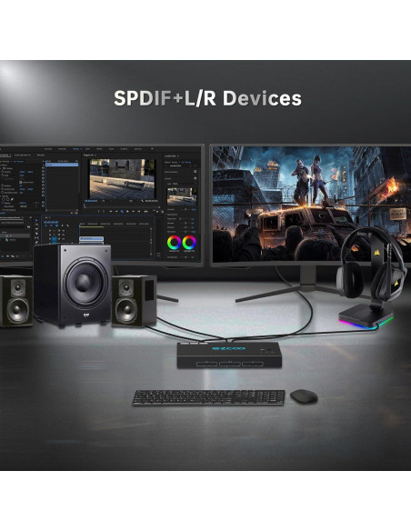 Conmutador KVM HDMI 4K 60Hz EZCOOTECH 4x1 4USB 3.0