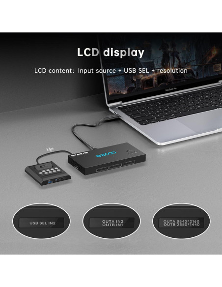 Conmutador KVM HDMI 4K 60Hz EZCOOTECH 4x1 4USB 3.0