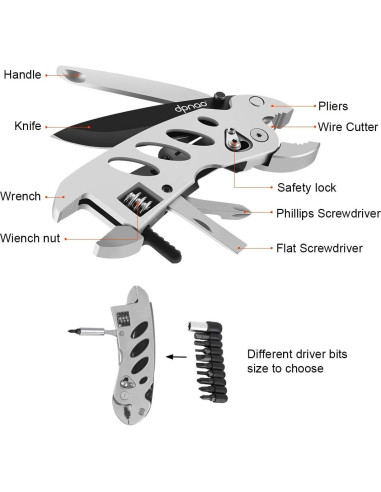 Llave Multiherramienta DPNAO 7 en 1 Plegable de Acero Inoxidable