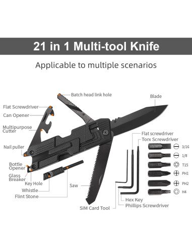 Cuchillo de bolsillo Titorld LJD001 21 en 1 para camping