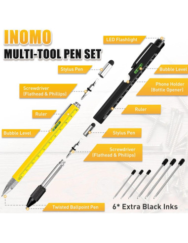 Bolígrafo Multiherramienta INOMO 9 en 1 para Hombres