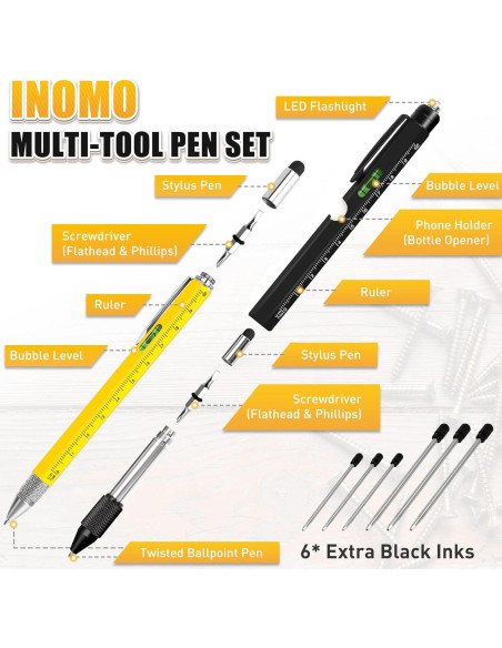 Bolígrafo Multiherramienta INOMO 9 en 1 para Hombres