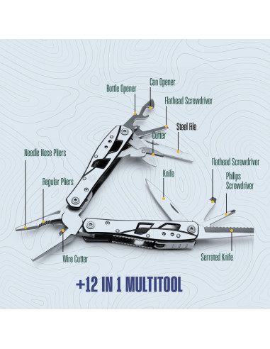 Alicate Multiherramienta Hayvenhurst 12 en 1 Acero Inoxidable