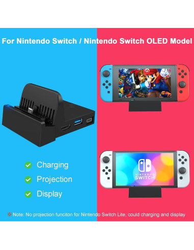Dock de Carga Ukor para Nintendo Switch - HDMI y USB 3.0