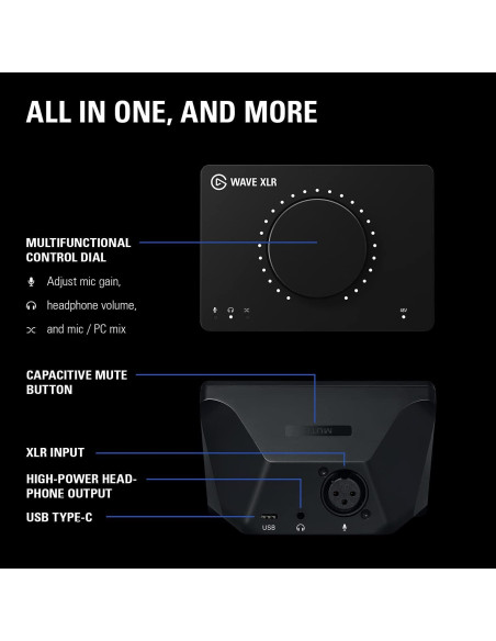 Elgato Wave XLR - Interfaz de Audio USB-C con Preamp 75 dB