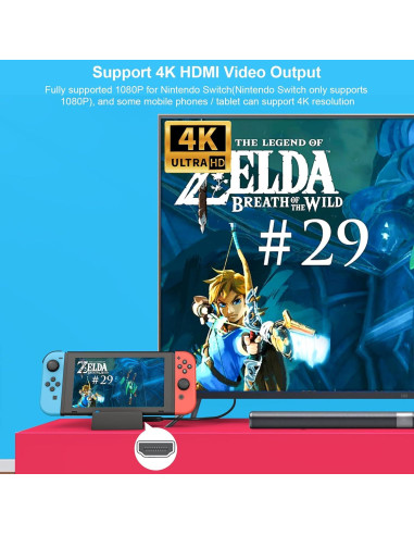 Dock de Carga Ukor para Nintendo Switch - HDMI y USB 3.0