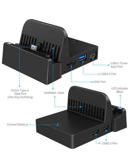 Dock de Carga Ukor para Nintendo Switch - HDMI y USB 3.0