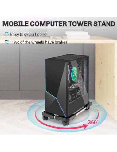 Soporte Móvil para CPU Liitrton Ajustable con Ruedas 43-57 cm