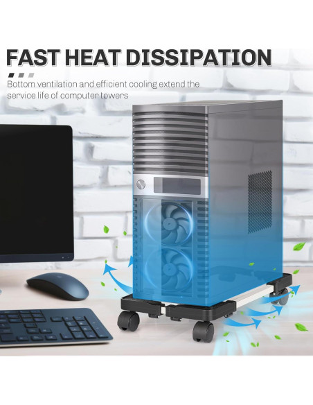 Soporte Móvil para CPU Liitrton Ajustable con Ruedas 43-57 cm