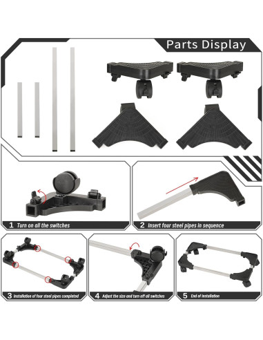 Soporte Móvil para CPU Liitrton Ajustable con Ruedas 43-57 cm