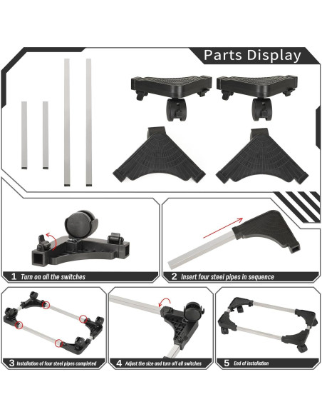 Soporte Móvil para CPU Liitrton Ajustable con Ruedas 43-57 cm