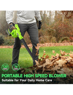 Soplador de Hojas Inalámbrico PULITUO 20V 193 km/h Ligero 2