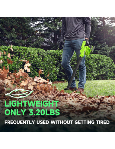 Soplador de Hojas Inalámbrico PULITUO 20V 193 km/h Ligero