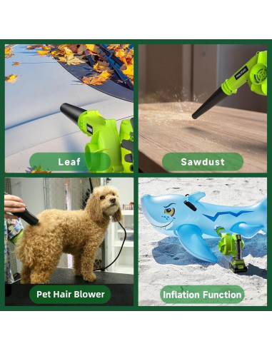 Soplador de Hojas Inalámbrico PULITUO 20V 193 km/h Ligero