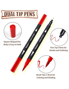 Marcadores Doble Punta Reaeon 34 Colores para Colorear Adultos 2