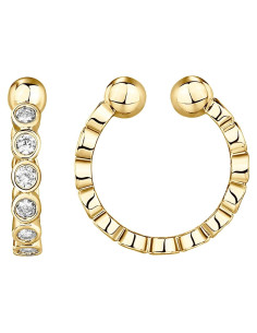 Aretes Huggie de Plata 925 Baño Oro 14K con Circonita PAVOI