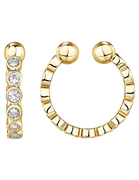 Aretes Huggie de Plata 925 Baño Oro 14K con Circonita PAVOI