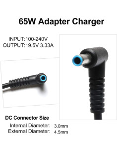 Cargador AC 65W HP ProBook Elitebook 450 840 850 Punta Azul 2