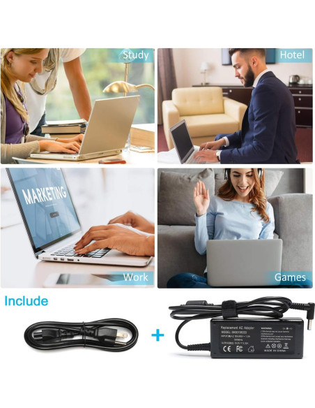Cargador AC 65W HP ProBook Elitebook 450 840 850 Punta Azul