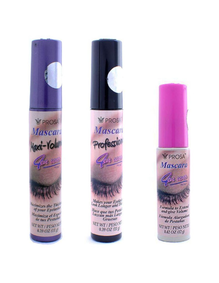 3 Pcs PROSA Máscara Profesional Volumen Negro 4 en 1