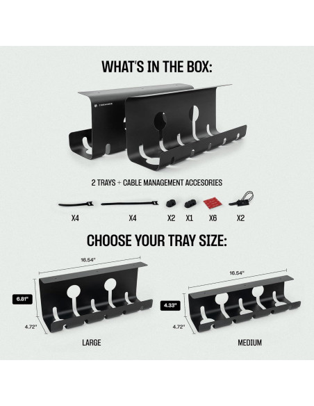 Bandeja de Cable COREMINDED Mediana - Organizador 2 Paquetes