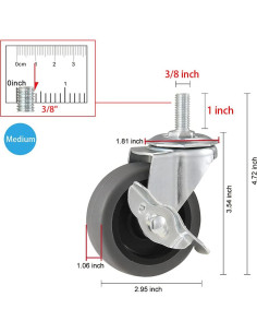 Ruedas Giratorias WH 3" con Freno Set de 4 Sin Ruido 2