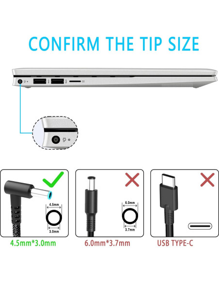 Cargador Laptop 65W HP Spectre Envy Pavilion 19.5V