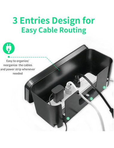 Caja Organizadora de Cables Autonne Grande y Mediana Negra