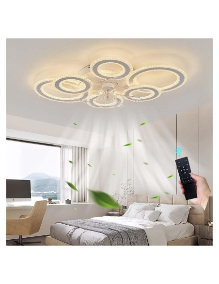 Luz de Techo Inteligente LVZECHEN 76CM con Ventilador LED Luz de Techo Inteligente LVZECHEN 76CM con Ventilador LED