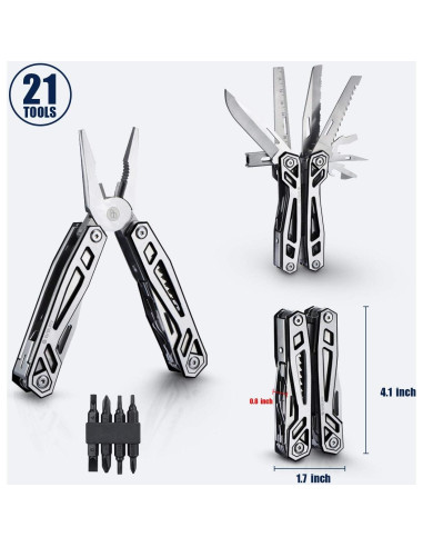 BIBURY Alicates Multiherramienta 21 en 1 Acero Inoxidable
