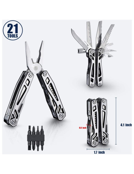BIBURY Alicates Multiherramienta 21 en 1 Acero Inoxidable