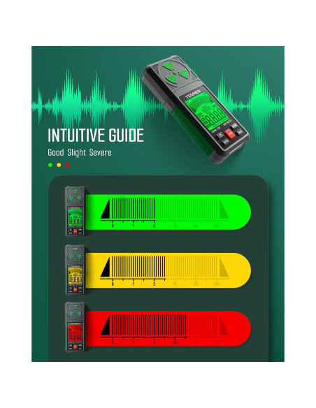 Medidor EMF TESMEN Hound-200 3-en-1 Verde para RF, EF, MF