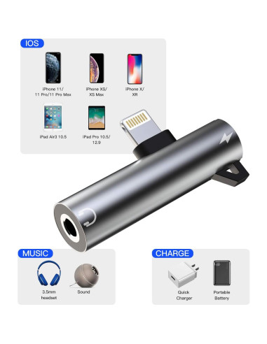 Adaptador Lightning a Jack 3.5mm Jekruyi para iPhone