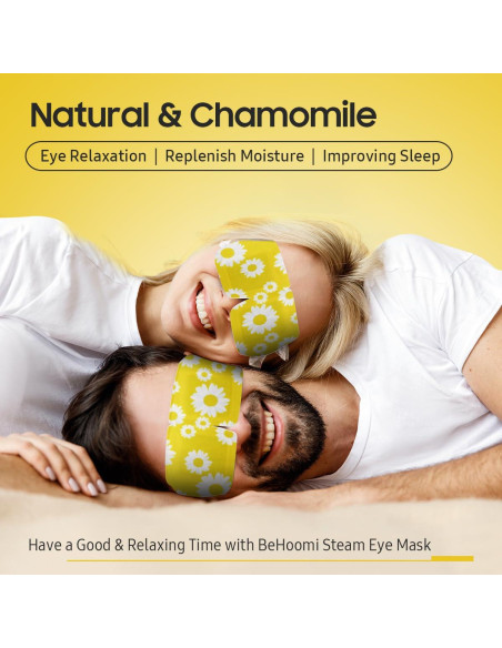 Mascarilla Térmica para Ojos BeHoomi - 10 Paquetes con Fragancia de Manzanilla