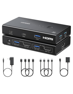 UGREEN Interruptor KVM HDMI 1 Monitor 2 PCs 4 USB 3.0 4K