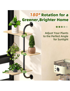 Estante de Plantas Rotativo SS 3 Niveles 42 cm Negro 2