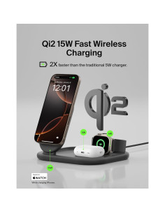 Cargador Belkin 3 en 1 Magnético Plegable Qi2 15W - Negro 2