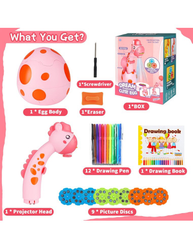 Proyector de Dibujo KETIEE Rosa con 72 Plantillas