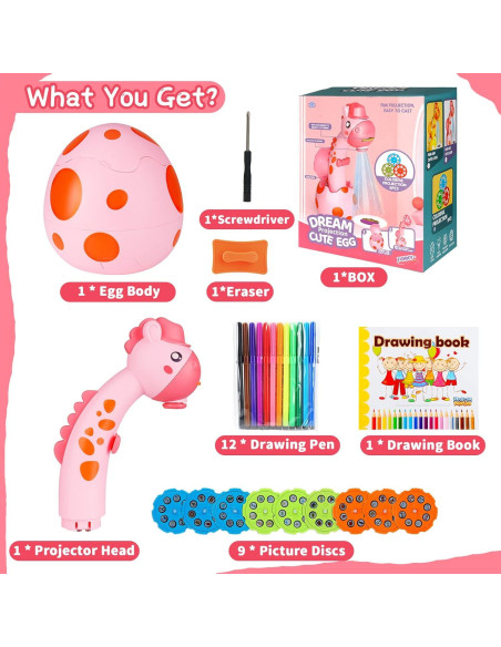 Proyector de Dibujo KETIEE Rosa con 72 Plantillas